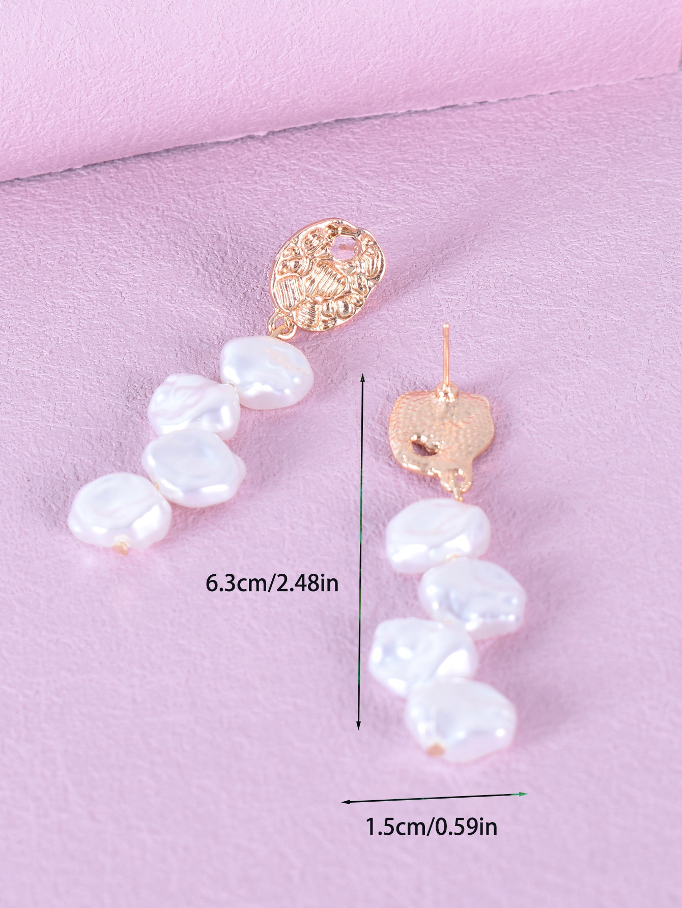 Sweet Alloy Earrings With Baroque Pearl Inlay Featuring 304 Stainless Steel Ear Pins And Folds Craft