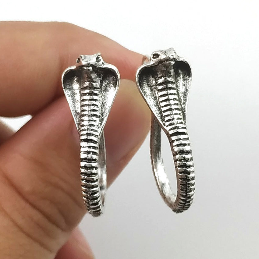 Retro Unisex Snake Earrings In Alloy With Silver Plated Electroplated Finish And 304 Stainless Steel Ear Pins