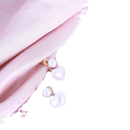 Heart Shape Simple Style Stud Earrings For Unisex, Alloy With Artificial Pearl, Electroplated And 304 Stainless Steel Posts