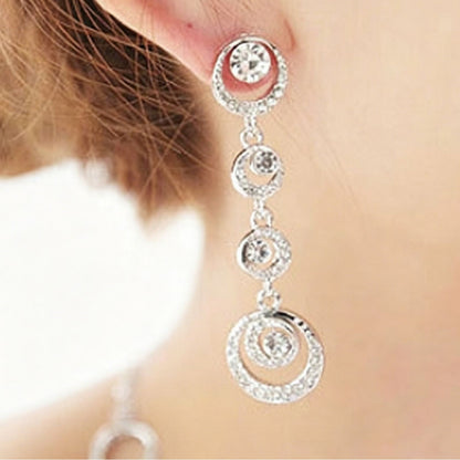 Simple Style Circle Earrings In Alloy With Rhinestones, Electroplated Finish And 304 Stainless Steel Ear Pins