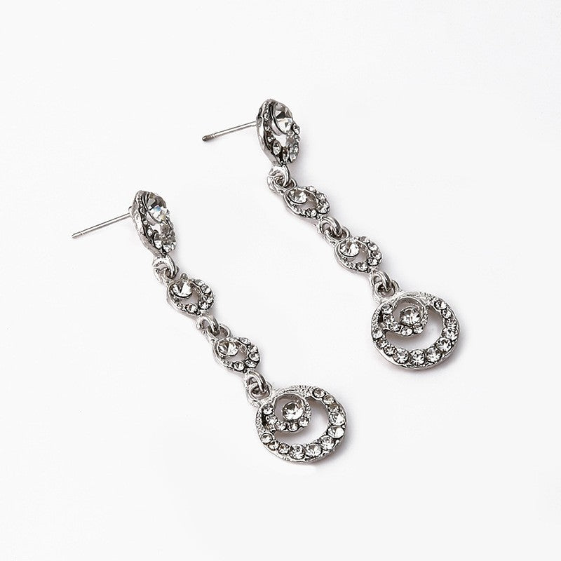 Simple Style Circle Earrings In Alloy With Rhinestones, Electroplated Finish And 304 Stainless Steel Ear Pins