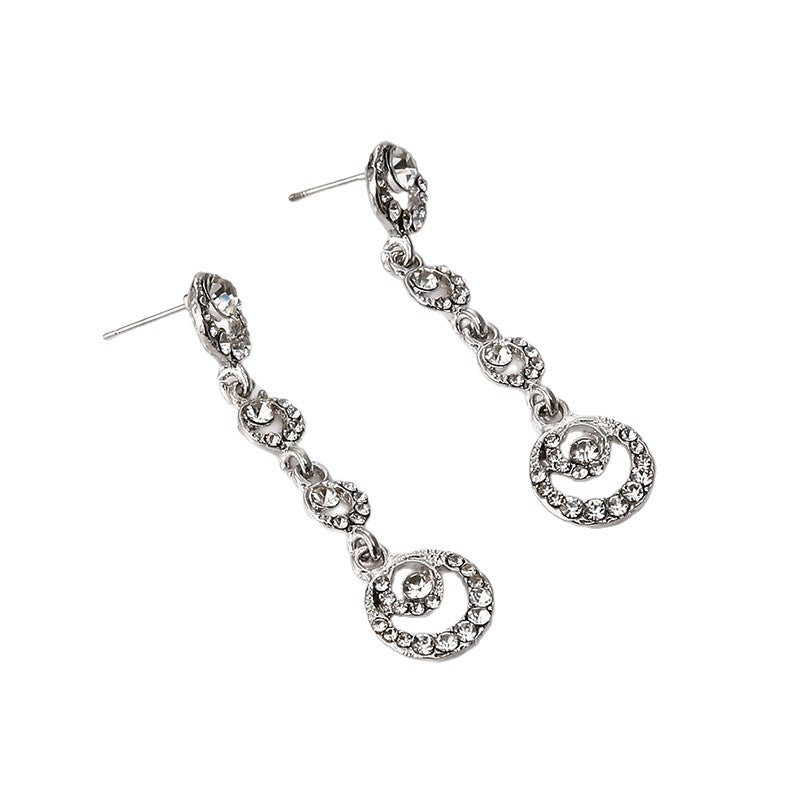 Simple Style Circle Earrings In Alloy With Rhinestones, Electroplated Finish And 304 Stainless Steel Ear Pins