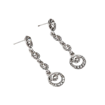 Simple Style Circle Earrings In Alloy With Rhinestones, Electroplated Finish And 304 Stainless Steel Ear Pins