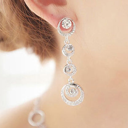 Simple Style Circle Earrings In Alloy With Rhinestones, Electroplated Finish And 304 Stainless Steel Ear Pins