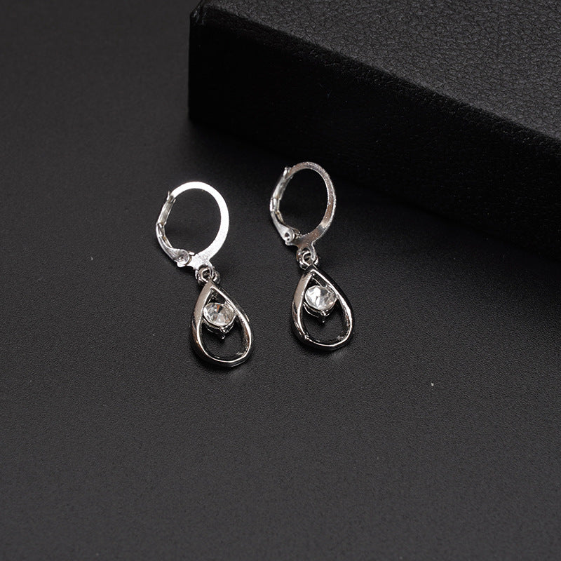 Sweet Water Droplets Earrings With Silver Plated Alloy And Zircon Inlay, Featuring 304 Stainless Steel Ear Pins