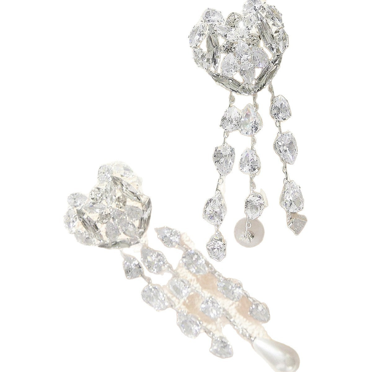 Sweet Heart Shape Earrings For Unisex Featuring Zinc Alloy With Rhinestones And 304 Stainless Steel Ear Pins With Tassel Design