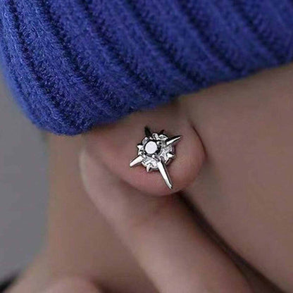 Star Clip Earrings For Unisex In Dyed Black Zinc Alloy With 304 Stainless Steel Posts Featuring Sweet Style