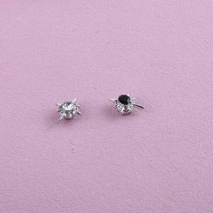Star Clip Earrings For Unisex In Dyed Black Zinc Alloy With 304 Stainless Steel Posts Featuring Sweet Style