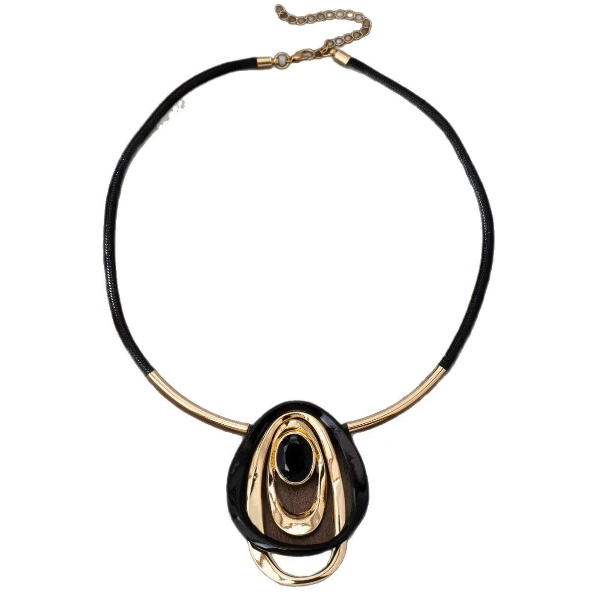 Retro Handmade Oval Necklace For Women With Zinc Alloy And Acrylic Inlay Featuring A Handmade Chain