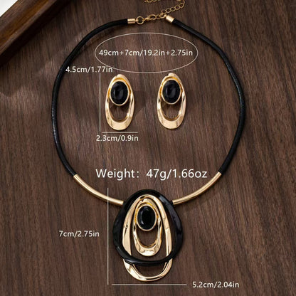 Retro Handmade Oval Necklace For Women With Zinc Alloy And Acrylic Inlay Featuring A Handmade Chain