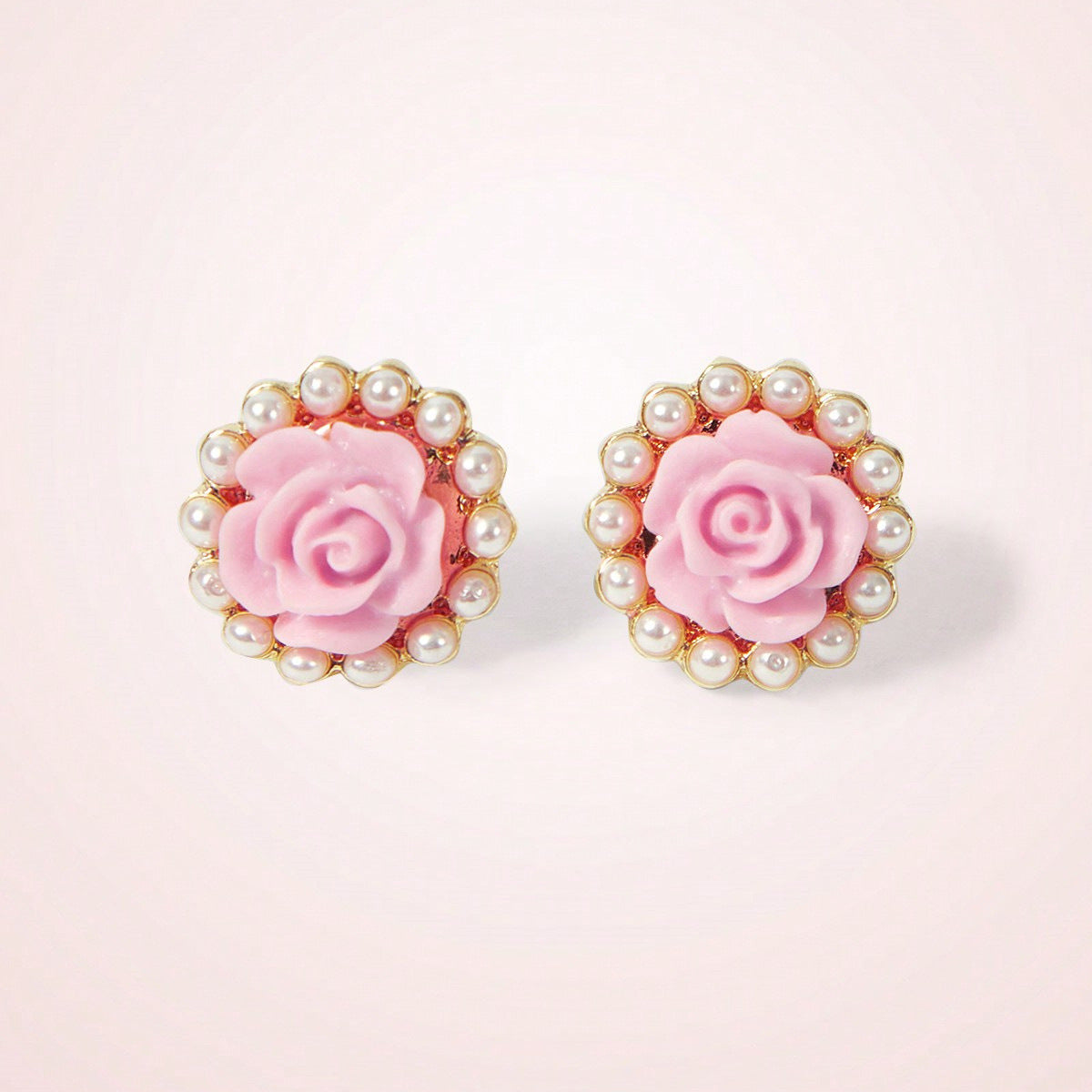Sweet Flowers Stud Earrings For Unisex Featuring Natural Pink Zinc Alloy With 304 Stainless Steel Posts