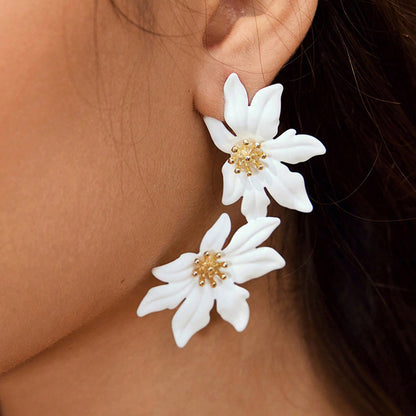 Exaggerated Flowers Earrings For Unisex, Zinc Alloy With Electroplated Finish And 304 Stainless Steel Ear Pins