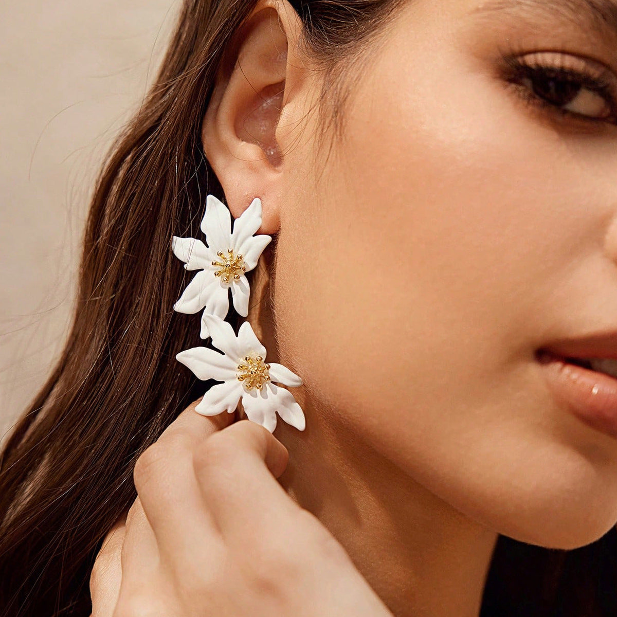 Exaggerated Flowers Earrings For Unisex, Zinc Alloy With Electroplated Finish And 304 Stainless Steel Ear Pins