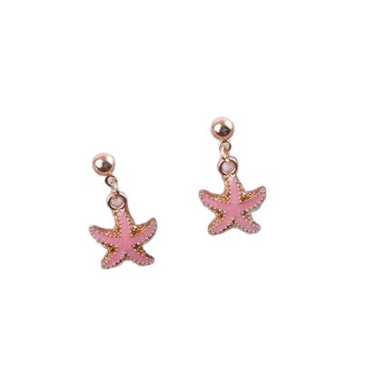 Unisex Marine Style Starfish Earrings With 304 Stainless Steel Ear Pins And Enamel Finish In Zinc Alloy