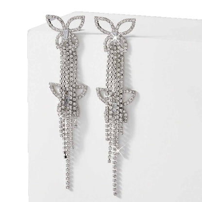 Exaggerated Butterfly Earrings For Unisex, Zinc Alloy With Electroplated Finish, 304 Stainless Steel Ear Pins Featuring Tassel Design
