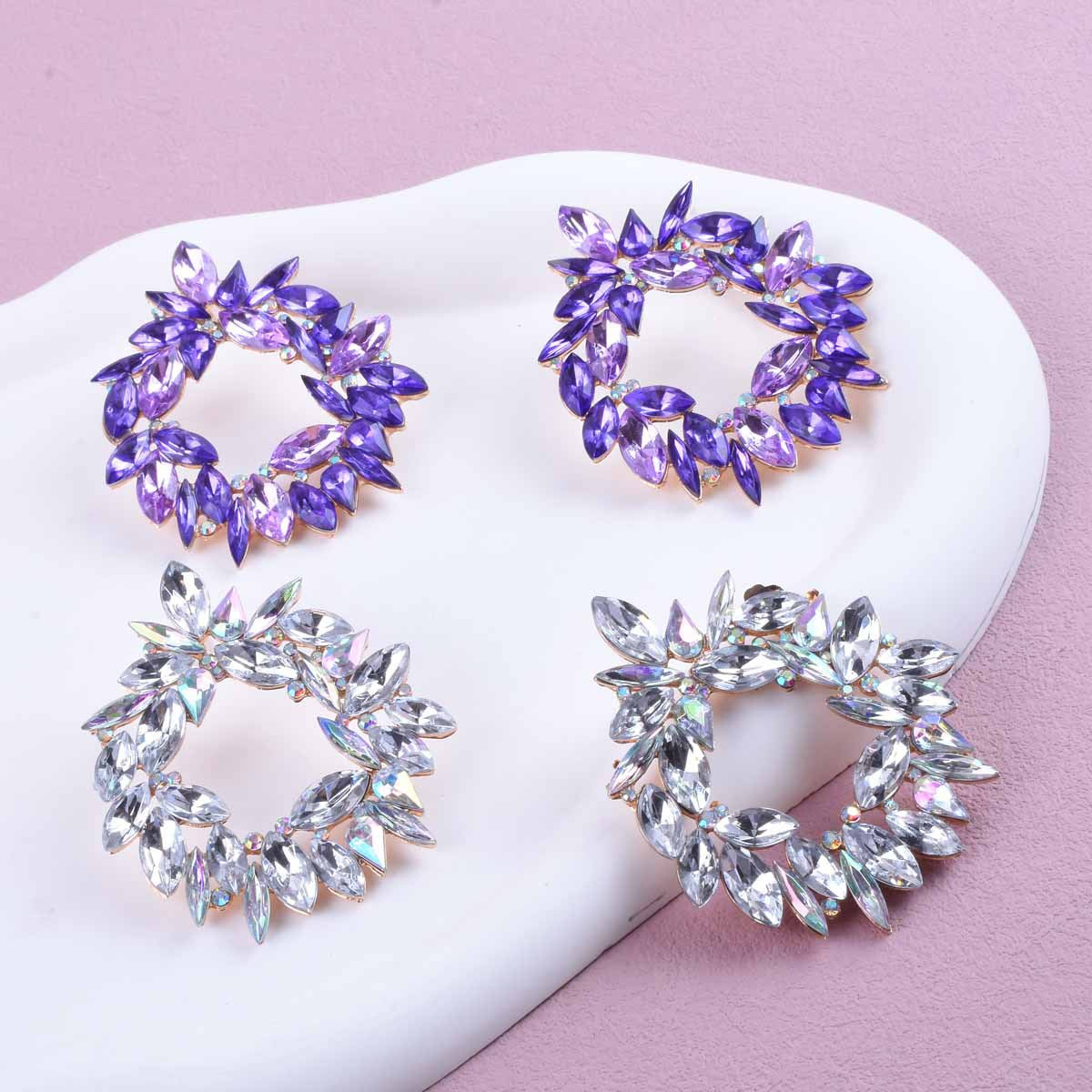 Exaggerated Unisex Crystal Earrings In Zinc Alloy With Electroplated Finish And 925 Sterling Silver Ear Pins