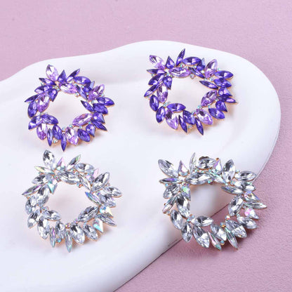 Exaggerated Unisex Crystal Earrings In Zinc Alloy With Electroplated Finish And 925 Sterling Silver Ear Pins