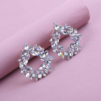 Exaggerated Unisex Crystal Earrings In Zinc Alloy With Electroplated Finish And 925 Sterling Silver Ear Pins