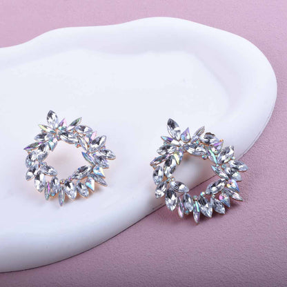 Exaggerated Unisex Crystal Earrings In Zinc Alloy With Electroplated Finish And 925 Sterling Silver Ear Pins