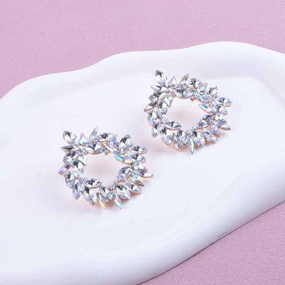 Exaggerated Unisex Crystal Earrings In Zinc Alloy With Electroplated Finish And 925 Sterling Silver Ear Pins