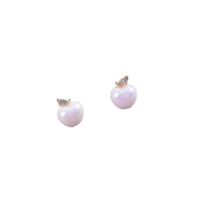 Apple Sweet Style White Alloy Earrings For Unisex, Elegant And Stylish Accessory