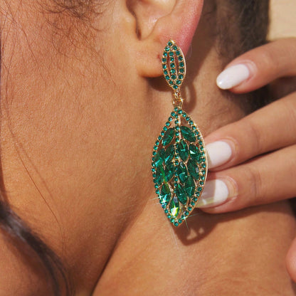 Sweet Green Leaves Stud Earrings In Electroplated Alloy, Unisex Design