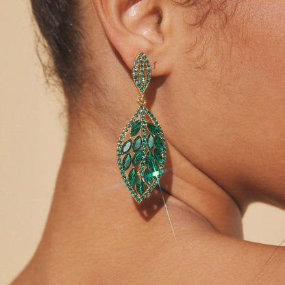 Sweet Green Leaves Stud Earrings In Electroplated Alloy, Unisex Design
