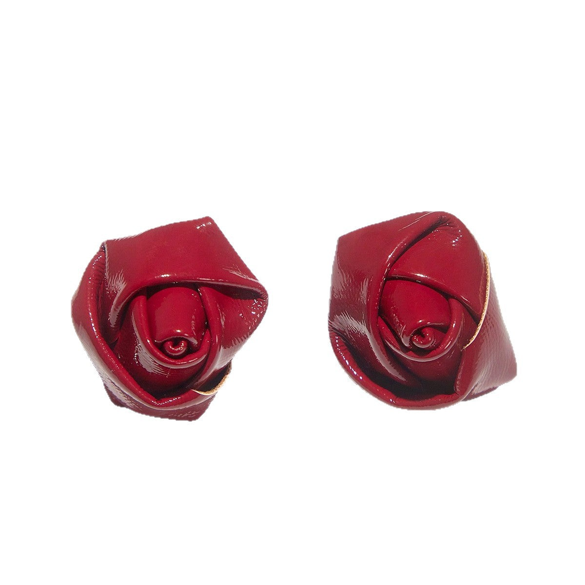 Retro Red Rose Earrings In Alloy With Electroplated Finish, Unisex Design
