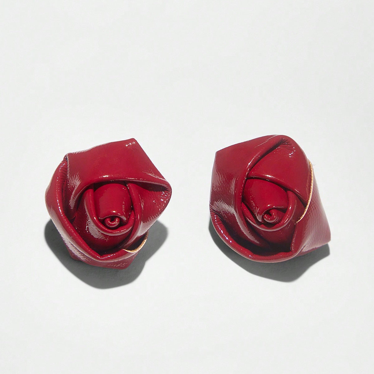 Retro Red Rose Earrings In Alloy With Electroplated Finish, Unisex Design