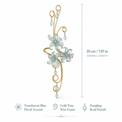 Handmade Bohemian Flowers Arm Bracelet For Women In Gold Iron With Acrylic Inlay