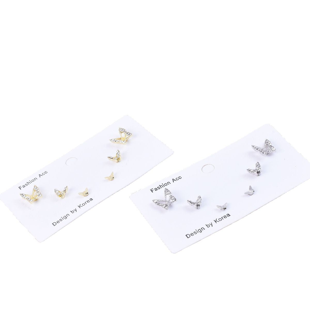 Sweet Butterfly Stud Earrings For Unisex In Gold Zinc Alloy With Zircon Inlay