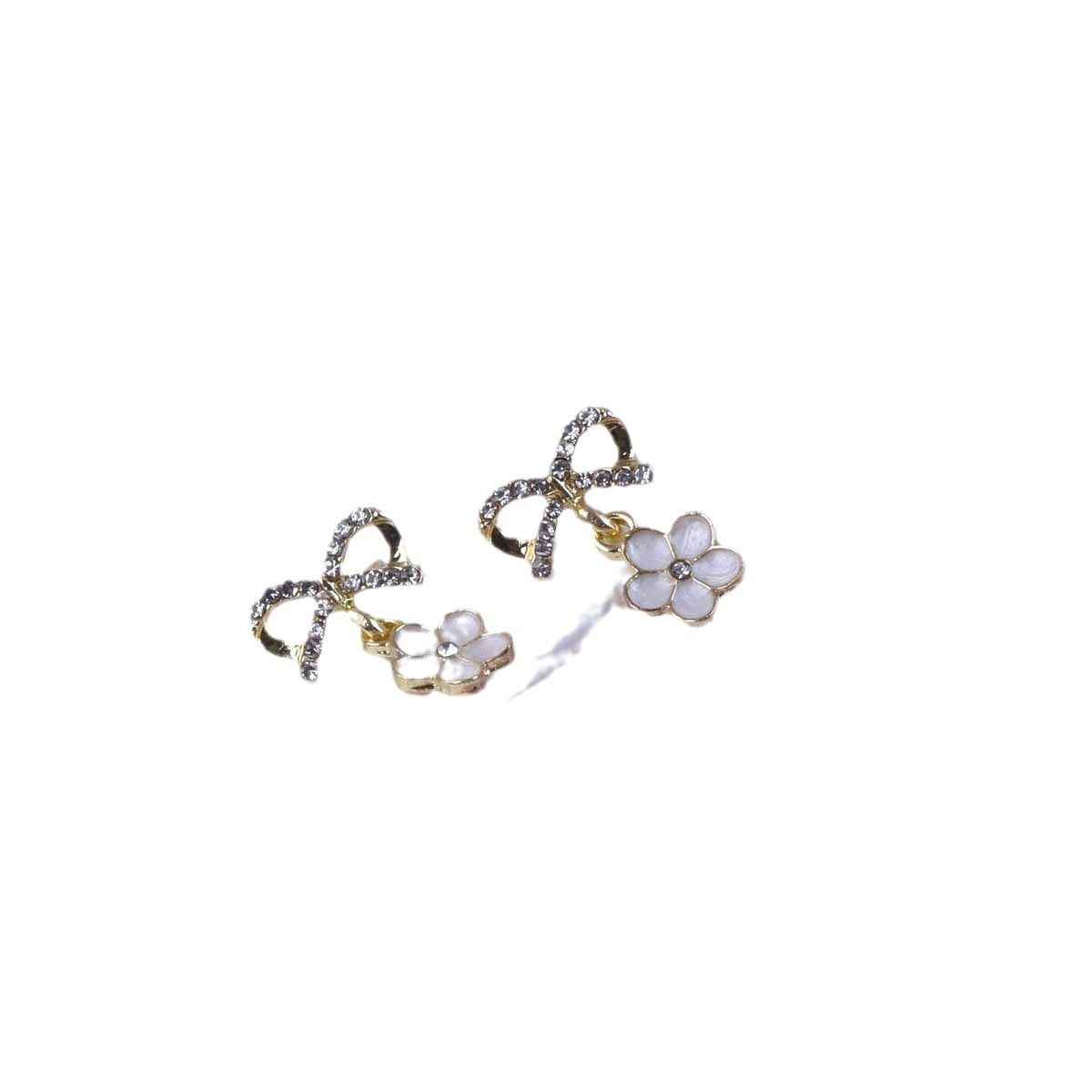 Sweet Gold Tassel Bow Tie Earrings In Alloy, Unisex Style