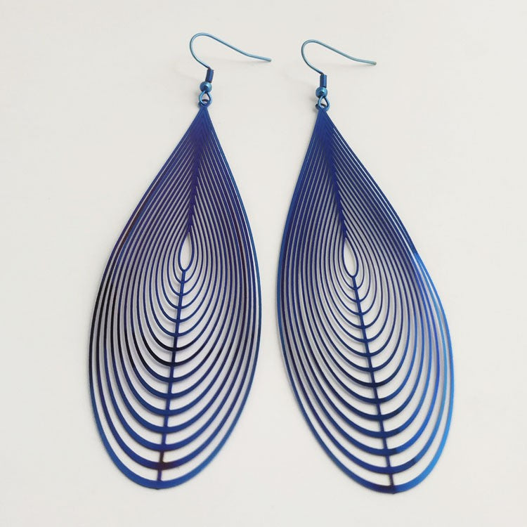 Sweet Blue Water Droplets Earrings In Electroplated Alloy, Unisex Design