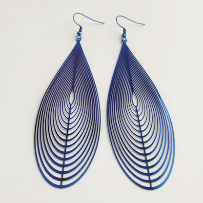 Sweet Blue Water Droplets Earrings In Electroplated Alloy, Unisex Design
