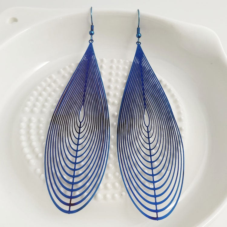 Sweet Blue Water Droplets Earrings In Electroplated Alloy, Unisex Design