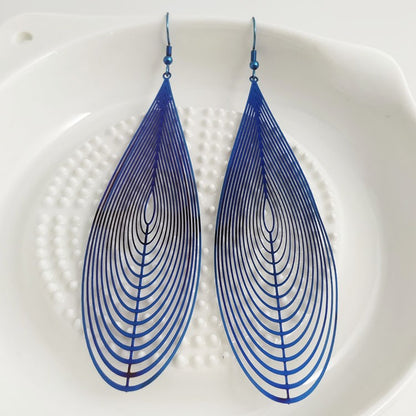 Sweet Blue Water Droplets Earrings In Electroplated Alloy, Unisex Design