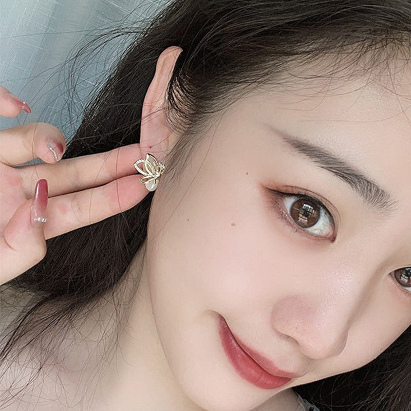 Pastoral Butterfly Stud Earrings In 14K Real Gold Plated Copper With Waterproof Non Tarnish Electroplated Finish And Zircon Inlay
