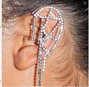 Sweet Silver Mesh Tassel Earrings For Unisex, Alloy Material With Rhinestone Inlay