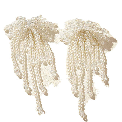 Sweet White Beaded Flower Earrings In Alloy, Unisex Design For Everyday Wear