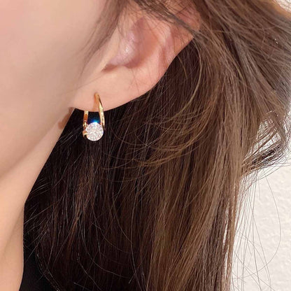 Geometric Unisex Earrings With Zircon Inlay, Electroplated Alloy And 304 Stainless Steel Ear Pins
