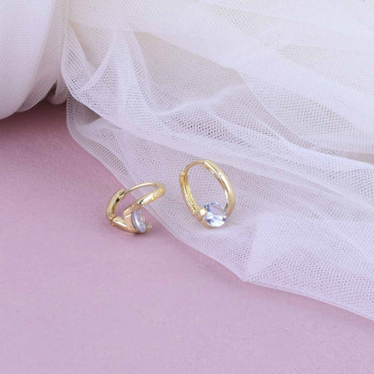 Geometric Unisex Earrings With Zircon Inlay, Electroplated Alloy And 304 Stainless Steel Ear Pins