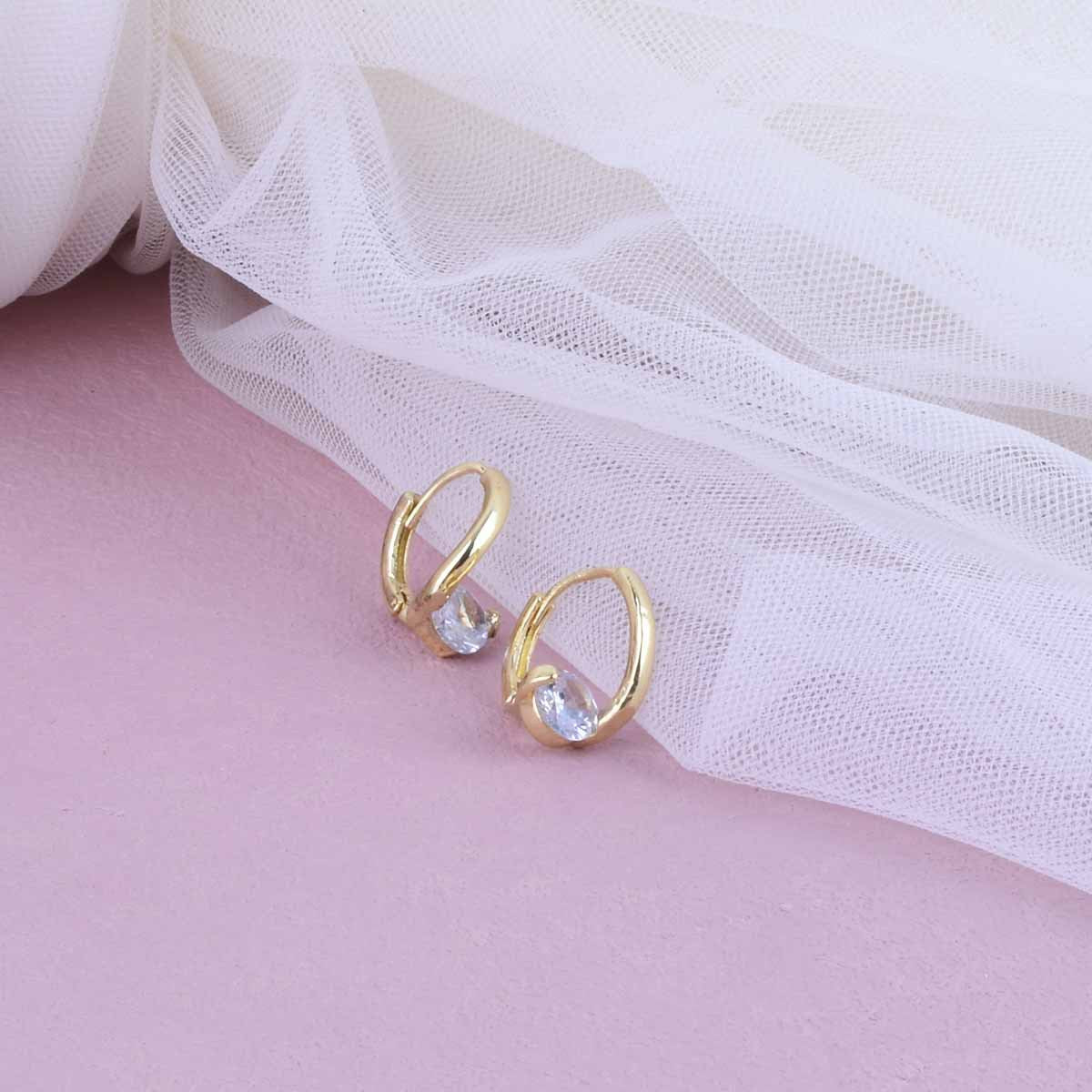 Geometric Unisex Earrings With Zircon Inlay, Electroplated Alloy And 304 Stainless Steel Ear Pins