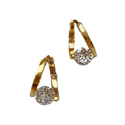 Geometric Unisex Earrings With Zircon Inlay, Electroplated Alloy And 304 Stainless Steel Ear Pins