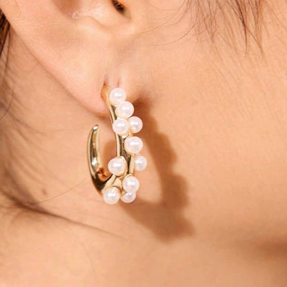 Sweet Geometric Gold Earrings Featuring Electroplated Alloy Ear Pins For Stylish Comfort