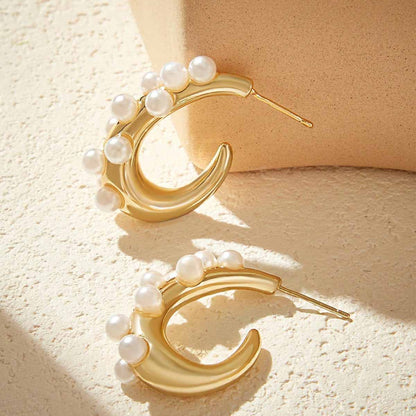 Sweet Geometric Gold Earrings Featuring Electroplated Alloy Ear Pins For Stylish Comfort