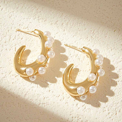 Sweet Geometric Gold Earrings Featuring Electroplated Alloy Ear Pins For Stylish Comfort