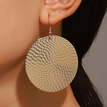 Exaggerated Circle Gold Alloy Earrings With Electroplated Finish For A Stylish Look