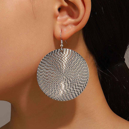 Exaggerated Circle Gold Alloy Earrings With Electroplated Finish For A Stylish Look