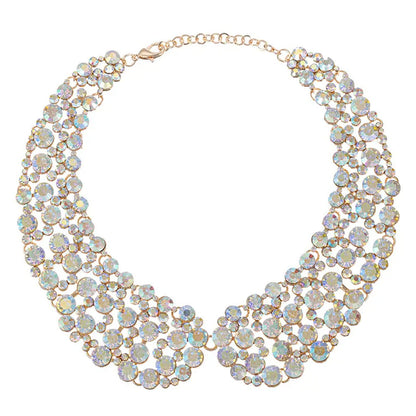 Sparkly Silver Exaggerated Necklace For Women Featuring Alloy Pendant Material With Rhinestone Inlay