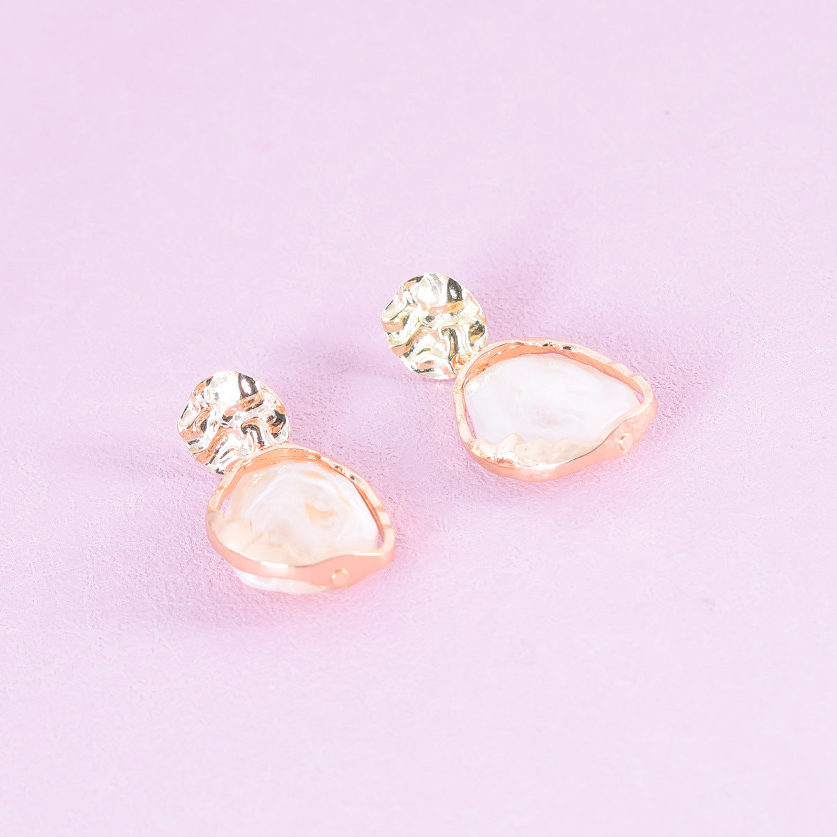 Retro Beige Alloy Earrings With Electroplated Finish And 925 Sterling Silver Ear Pins